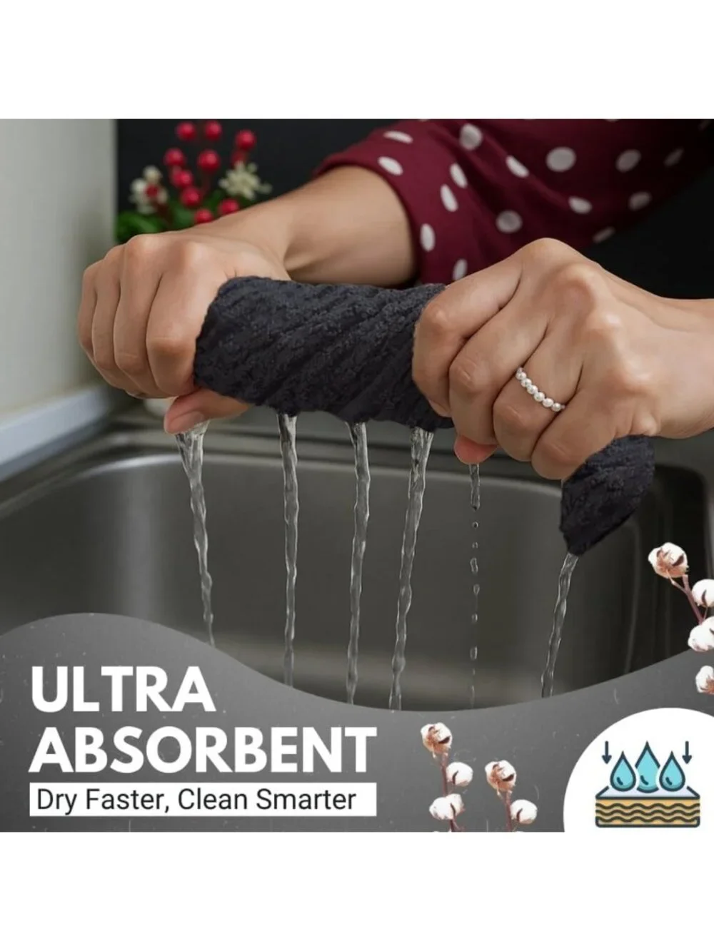 Ultra Soft 100% Cotton Kitchen Towels - 15x25 Inch Super Absorbent Dish Towels